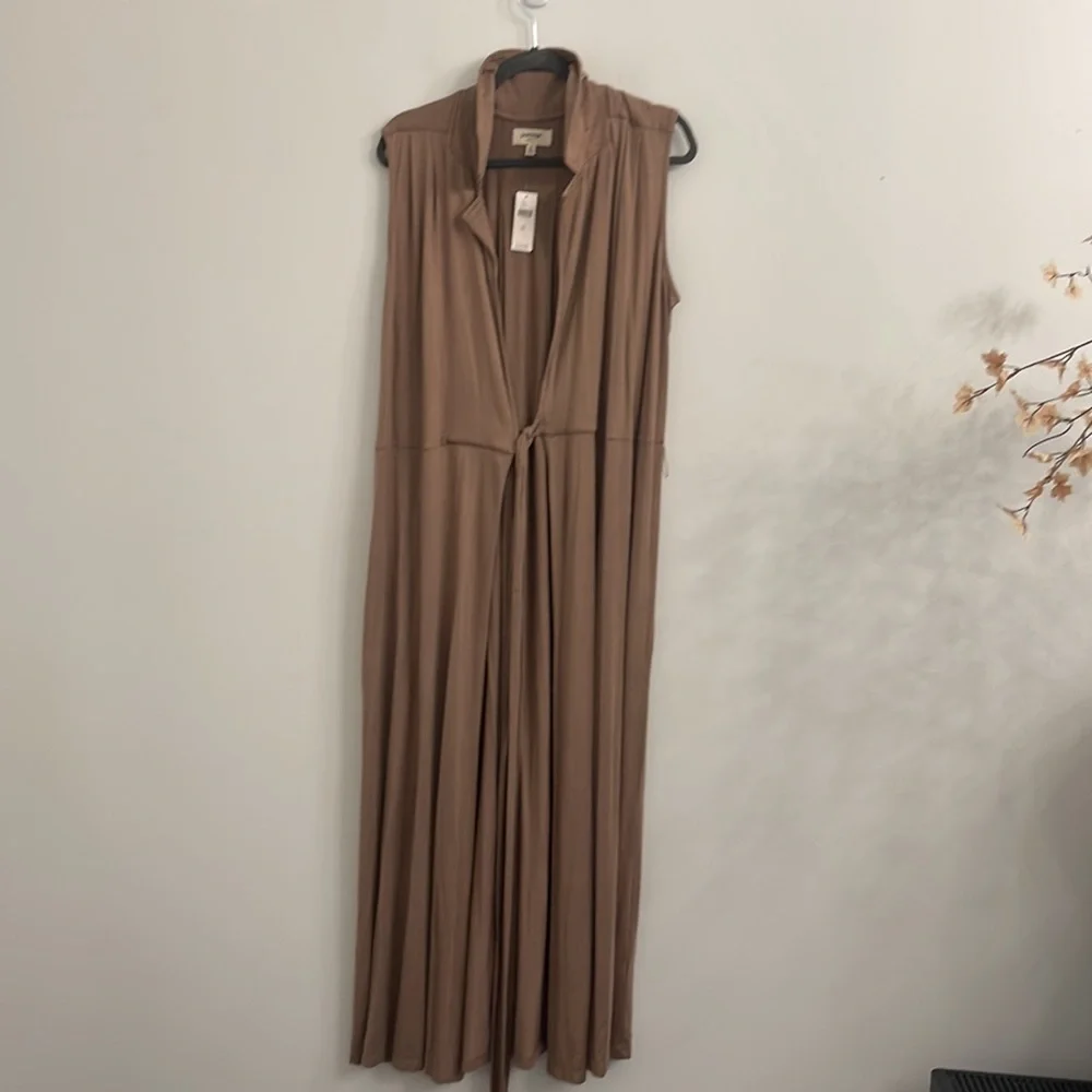 Anthropologie Porridge Jersey Knit mocha  Wrap Maxi Dress Size xl - Picture 7 of 8